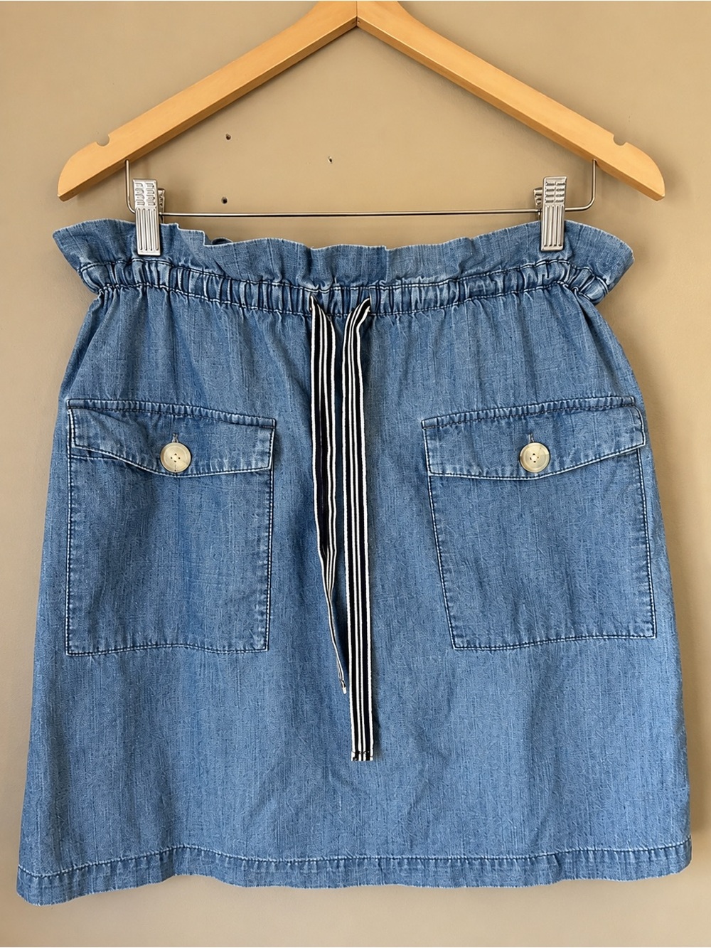 1901 Women's Blue Denim Paperbag Waist Utility Mini Skirt